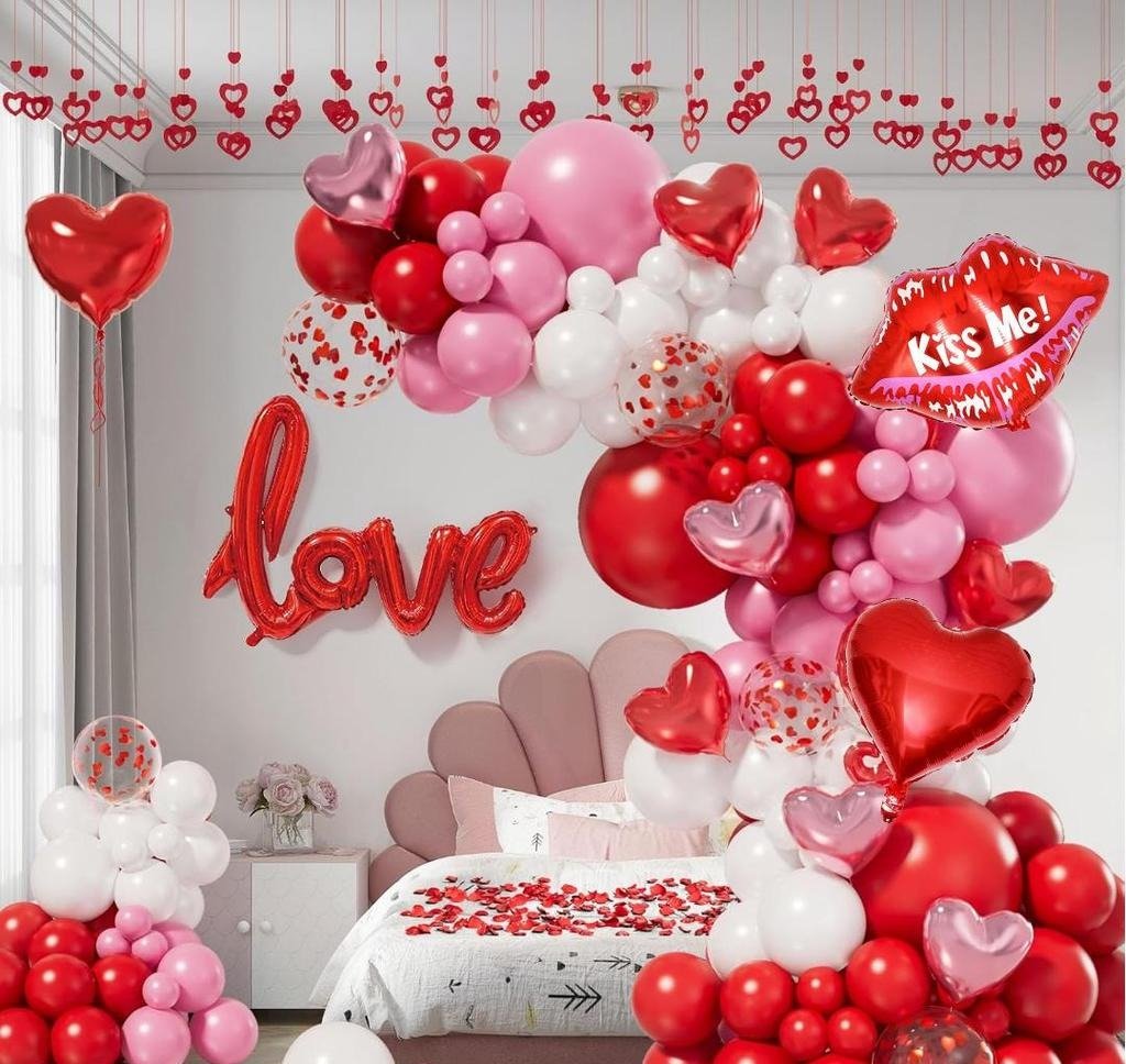 Love Decoration Items for Bedroom/Wedding Anniversary Decoration/Valentine Day Decoration/Heart Balloon for Valentine's Day/Valentine Propose Surprise Decoration