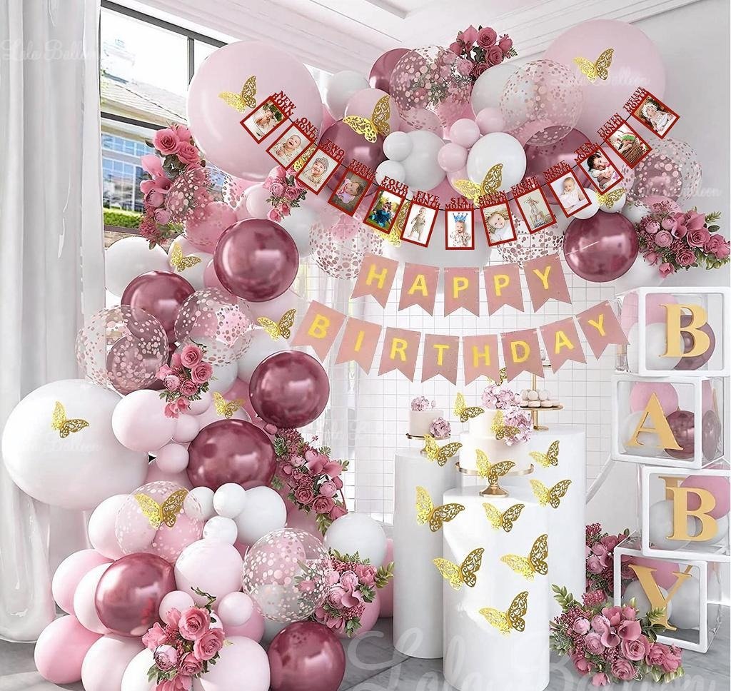 Butterfly Theme Birthday Decoration Items for Girl Set of 53 Pcs Purple Theme Birthday Decoration Kit