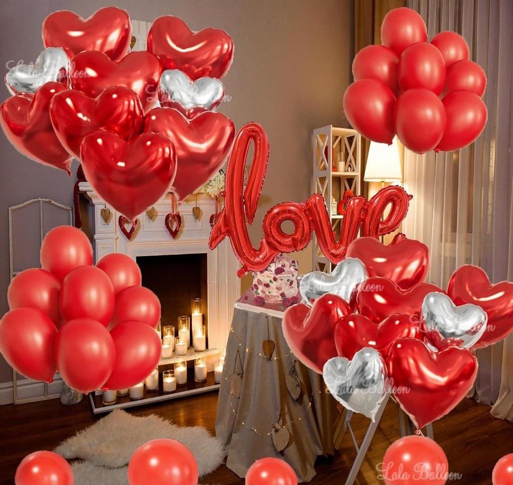 Love Decoration Items for Bedroom/Wedding Anniversary Decoration/Valentine Day Decoration/Heart Balloon for Valentine's Day/Valentine Propose Surprise Decoration