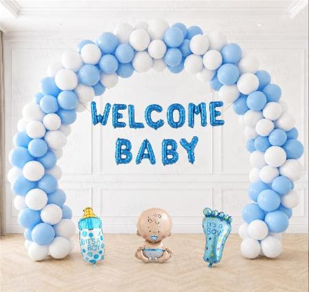 Light Blue & White Welcome Baby Balloon Arch Decoration Kit | It’s a Boy
